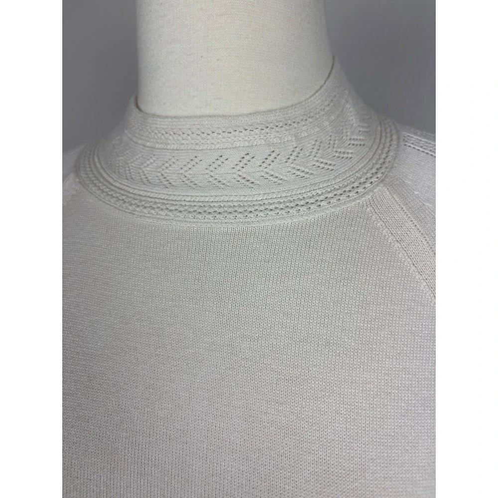 Banana Republic Factory Pointelle Trim Sweater Size S Cream Mock Neck Twee Cute - Picture 5 of 17